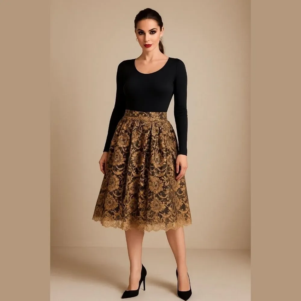 Trina Turk Lace Overlay Skirt 🌸Designer: Trina Turk – known for bold prints,